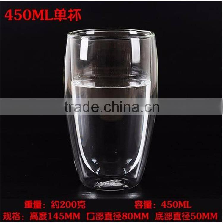 In stock! Hand-made Heat resistant Double wall borosilicate glass cup with lid wholesale