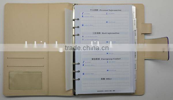 A5 pu leather ring binder travel diary with clasp