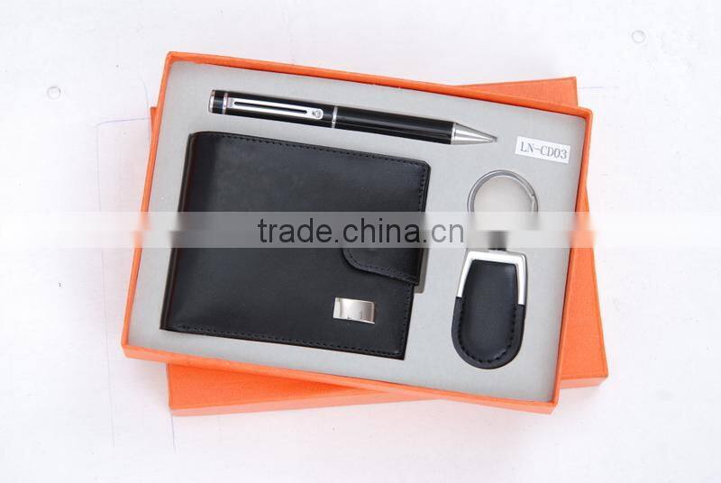 Leather business gift set with key chain