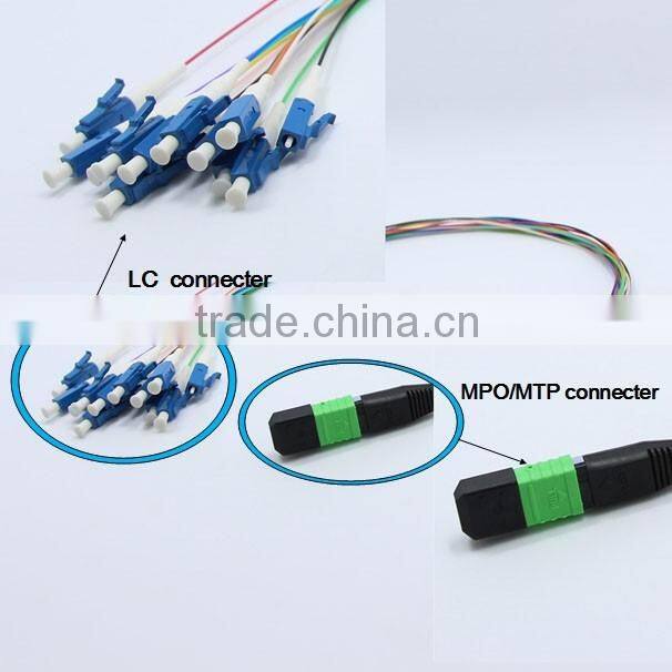 Fanout MPO-LC fiber optic patch cord 12 core