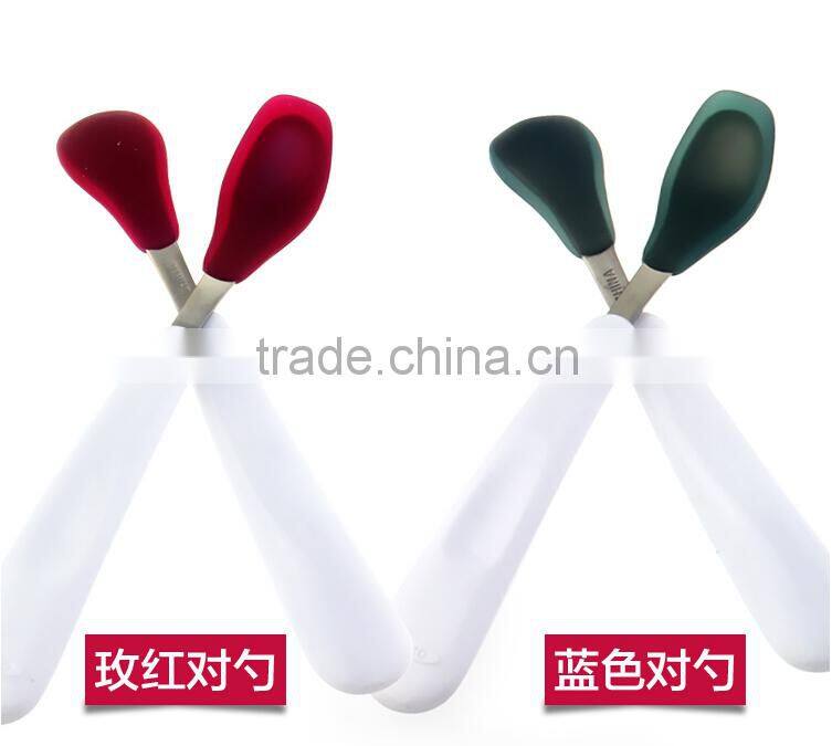 Hot sale silicone baby feeding spoon trianing dinner spoon