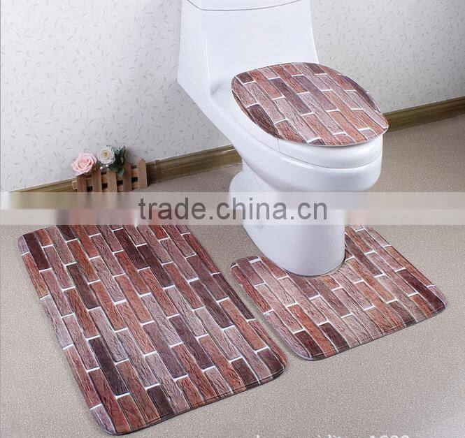 Anti-slip toilet mat 3pcs set comfortable microfiber bath mat set