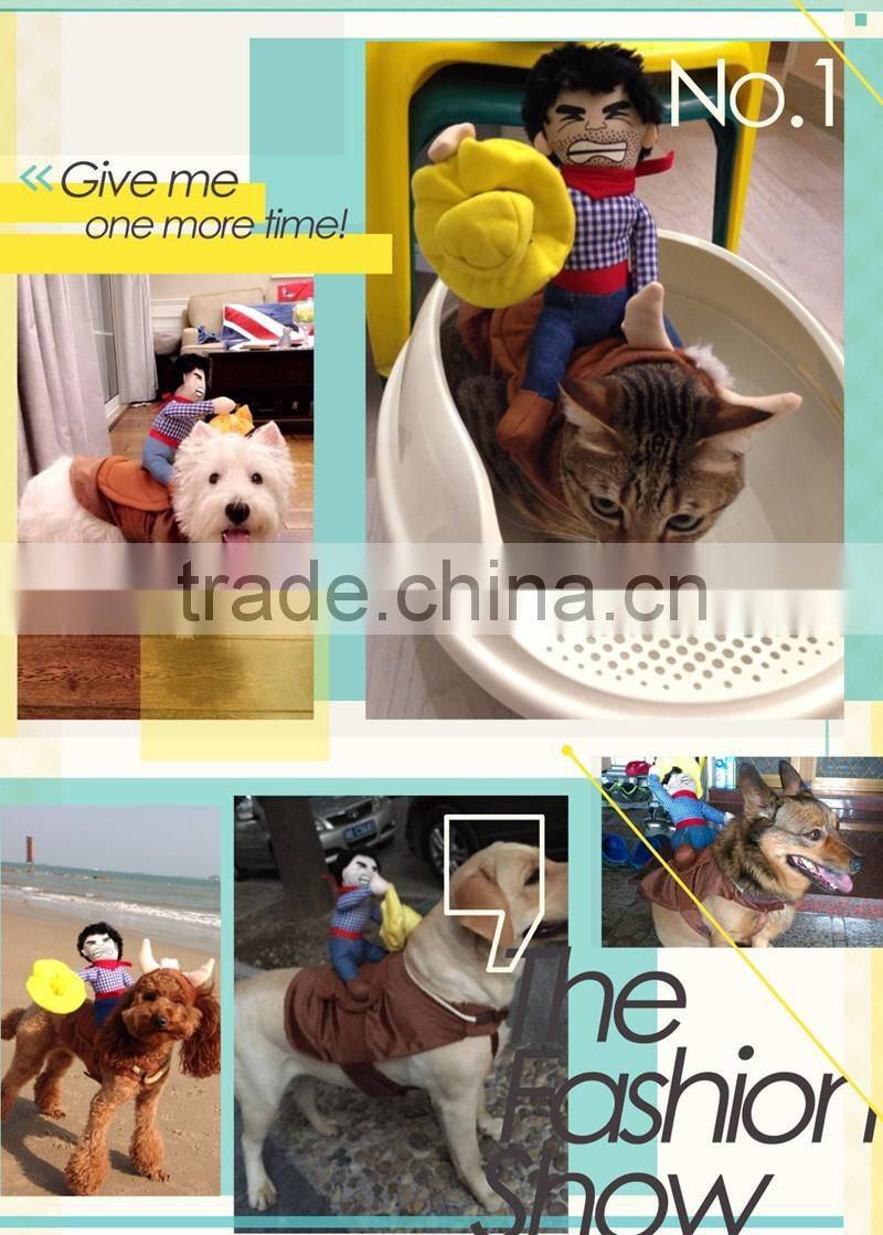 2015 Creative Riding Horse Dog Costume Novelty Pet Clothes Cowboy Dog Clothing