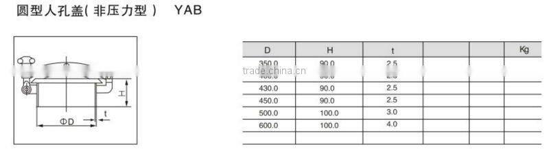 Stainless steel tank manhole cover YAB