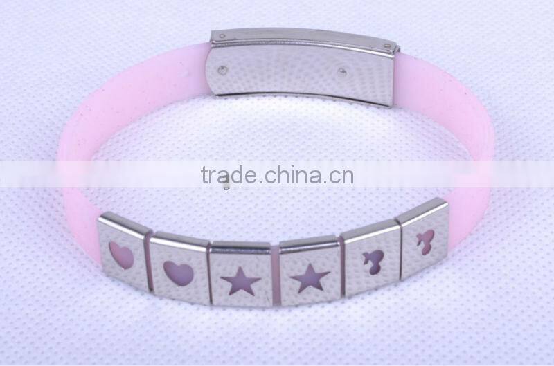 silicone bracelet with metal
