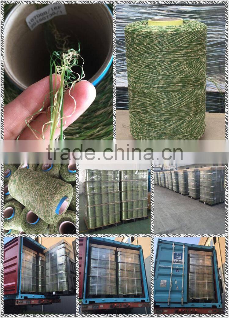 100% 10000dtex /16F PE straight & PP curl Artificial Landscaping Grass Yarn with pallet
