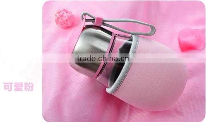 wholesale Creative big belly penguins cup glass cup diving silicone strap Penguin tea glass