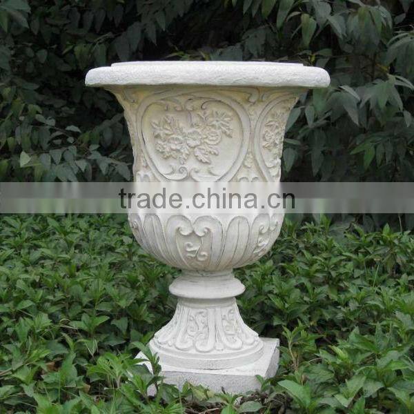 Antique Imitate Brass Resin Flower Urn Planter