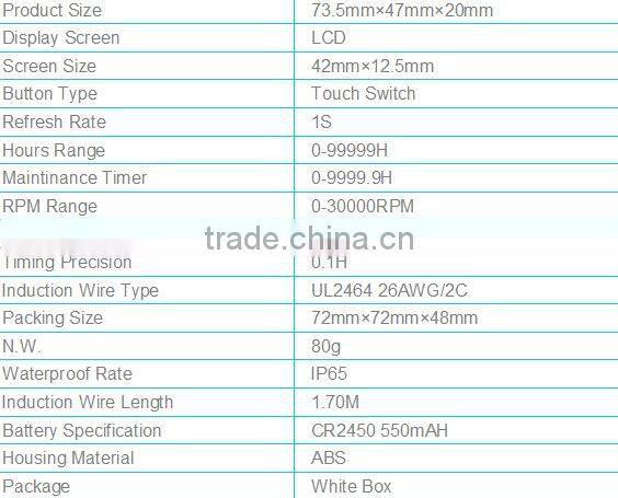 Hour meter Digital Tachometer LCD Backlight battery replaceable