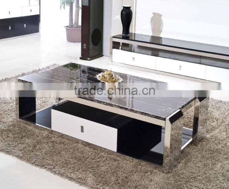2017 Modern Fashionable Living Room Marble Top Center Table With Drawer
