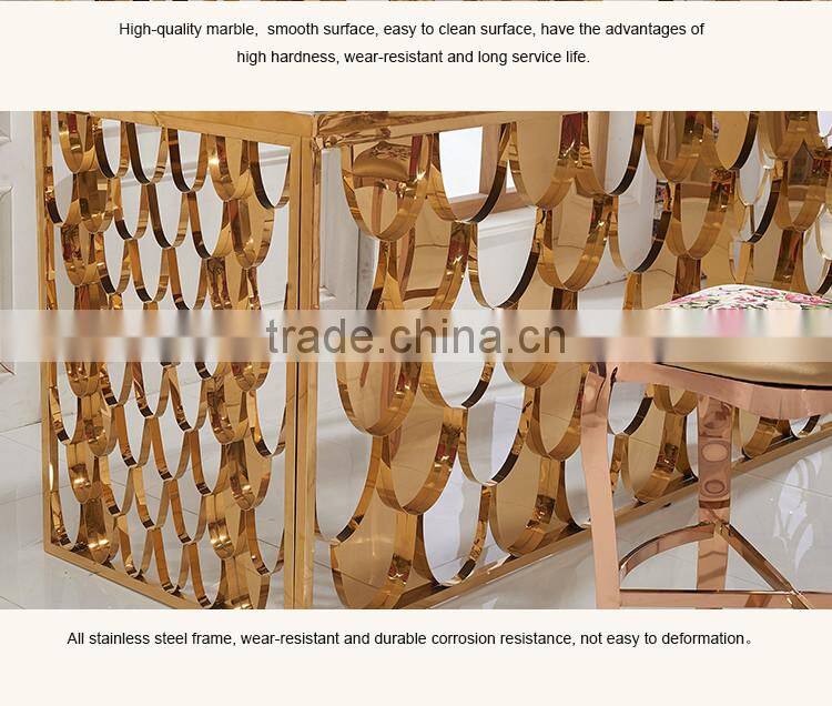 TH396-1 Marble Stainless Steel Rose Gold Dining Table