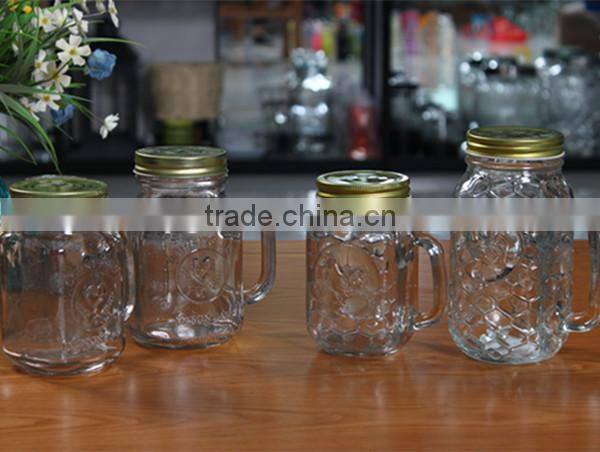wholesale glass mason jar with handle, glass mason jar with straw