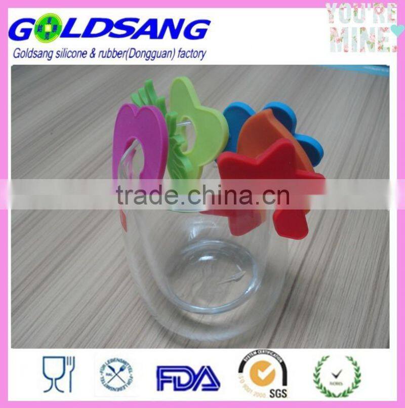 heart shape silicone wine glass markers