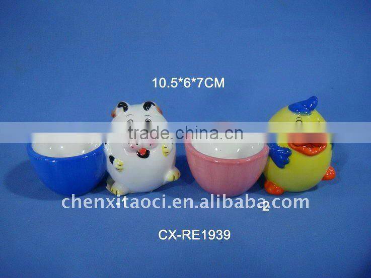 Ceramic rabbit easter egg cup holder