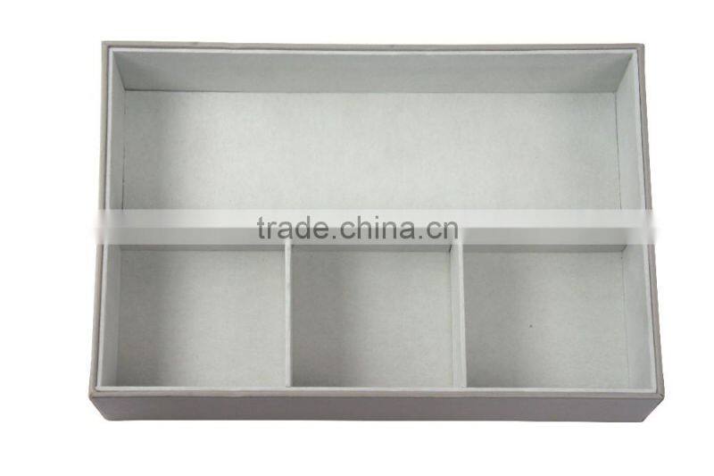 High Quality 4 Compartment Faux Leather Jewelry Storage Box With Flocking Inside