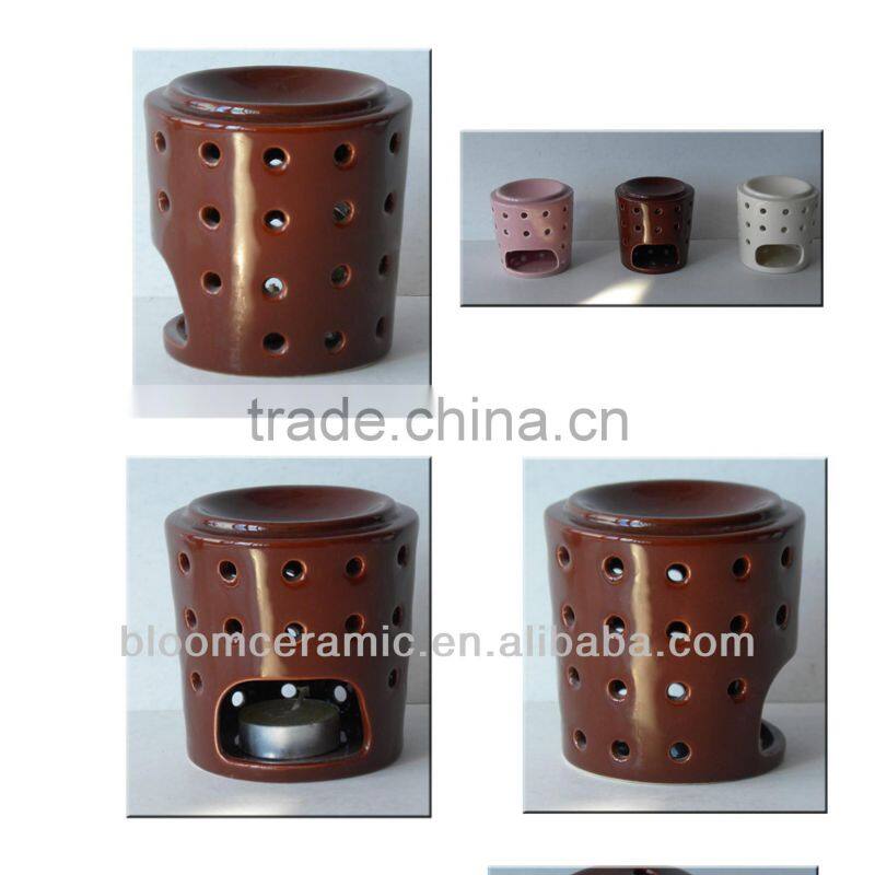 Brown ceramic handmade oil burner