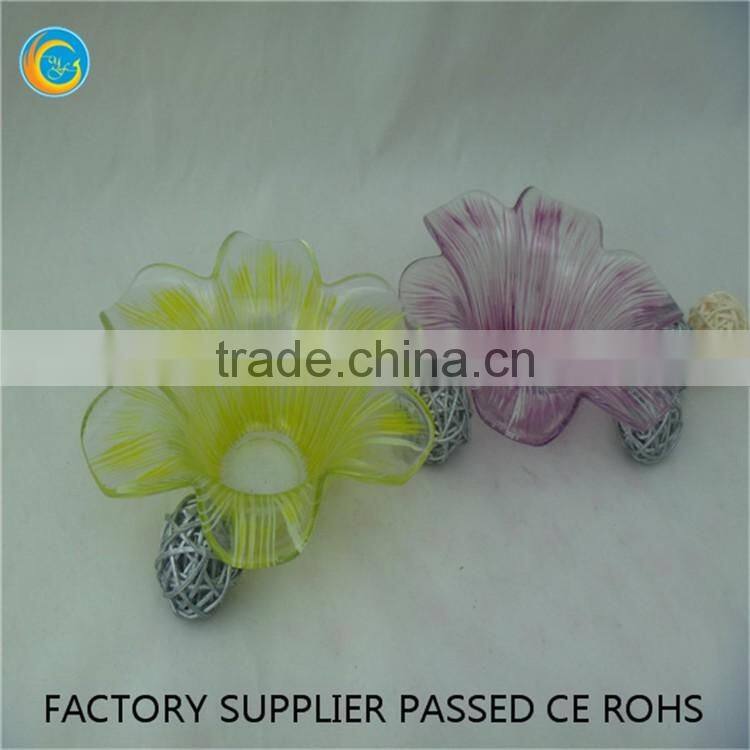 Flower shape colored glass plate with cheap price