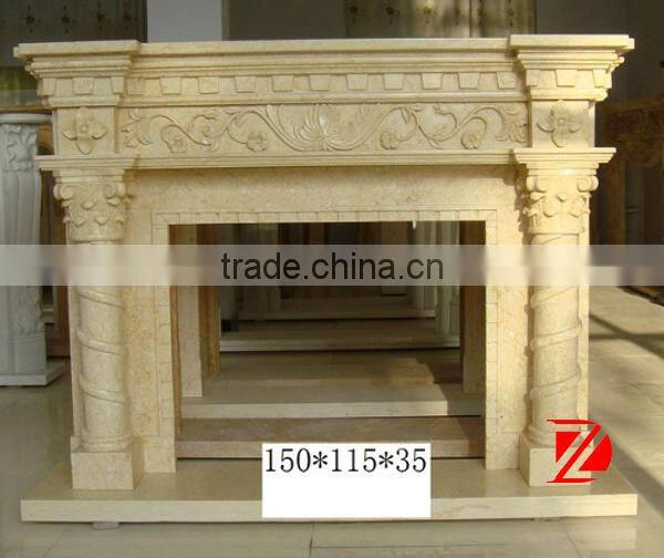 elegant yellow marble fireplace surround