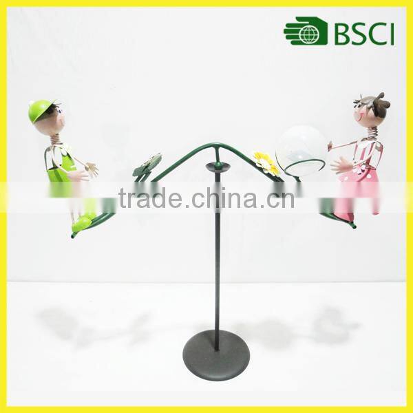 YS15175 Metal swing craft solar led flower pot light garden decoration