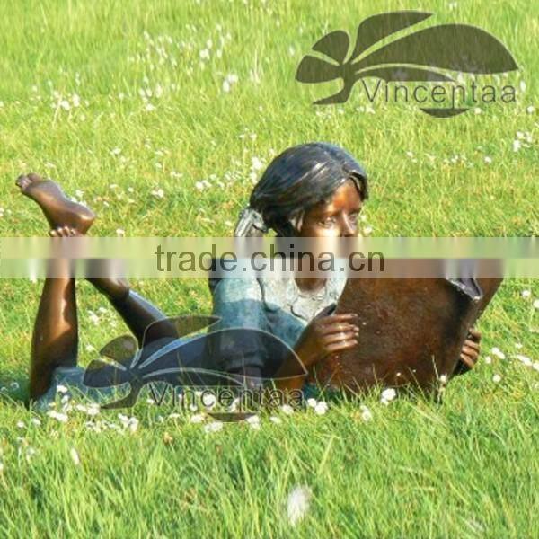 High Quality Bronze Girl Reading Statue with Customized service VSG-028