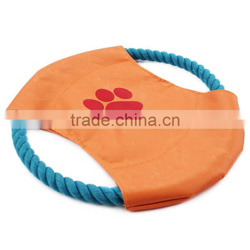Canvas cotton rope pet dog Frisbee color cotton rope 21cm