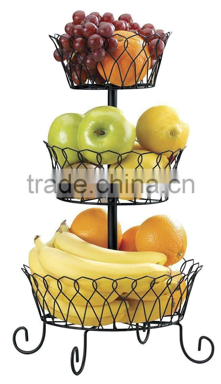 Kitchen Fruit Vegetable black Holder Basket 3 Tier Storage Countertop Stand Decorative