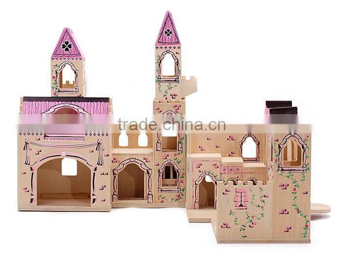 wholesale delicate baby wooden dollhouse playset stylish wooden dollhouse toy for kids W06A033