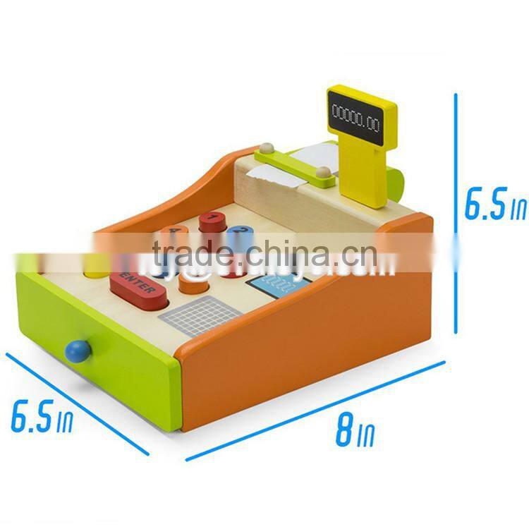 New style kids pretend play cash register wooden cashier toy W10A062