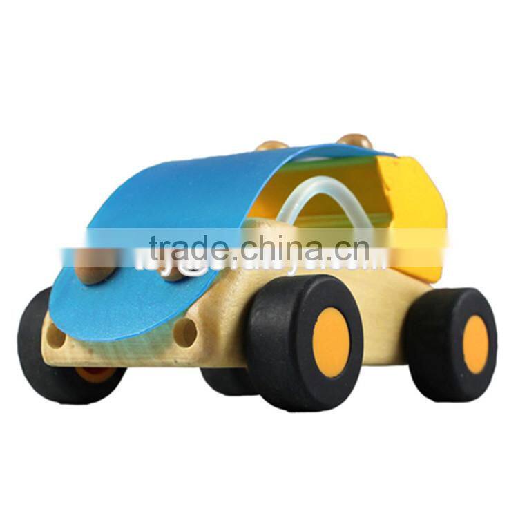 Best design cartoon elephant wooden baby toy car W04A040