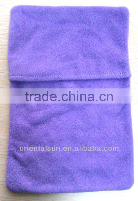 Rectangle Purple fabric with white embroidery word Rubber Hot Water Bottle Cover