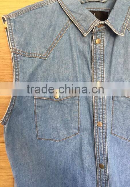 Fashion Sleeveless Denim Shirts for Man