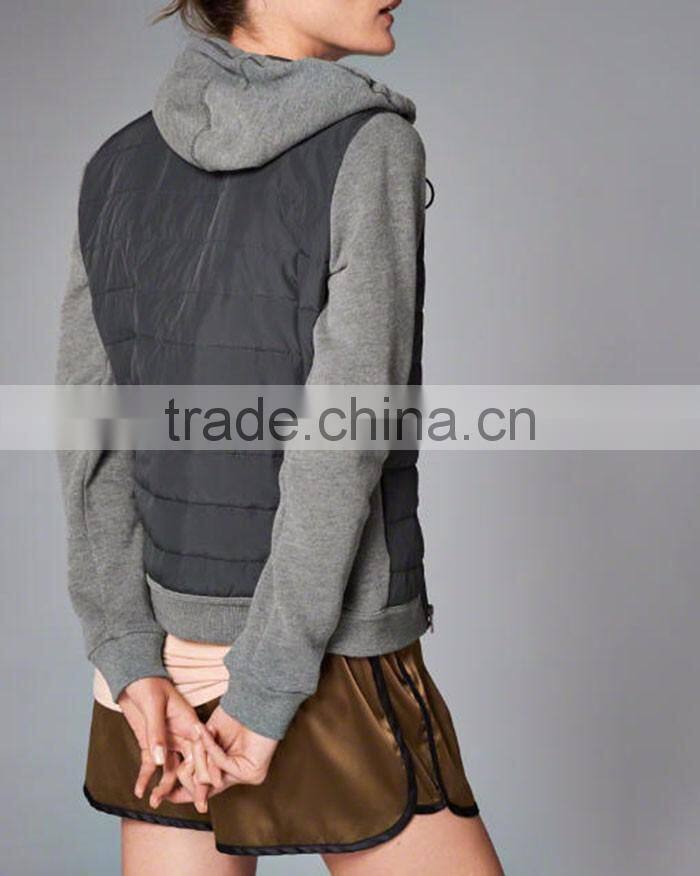 fleece and nylon fabric full zip adjustable toggles at hood casual quilted chinese women winter down jacket coat with lining