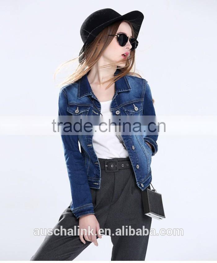 2016 latest korean style long sleeve designer jean jacket designs customized