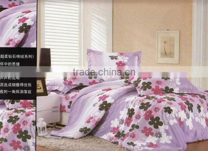 100%polyester disperse printed golden color diamond velvet luxury bedding set