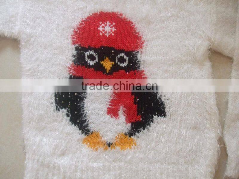 High Quality Fashion Cartoon penguin wool sweater design for girl(BKN33)