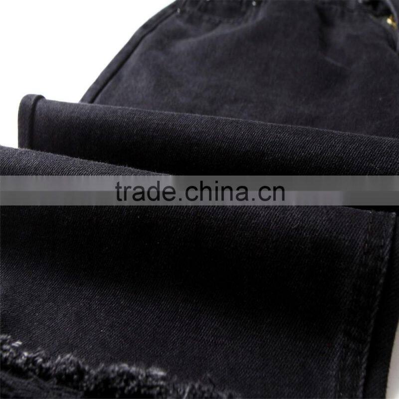 Fashion new men's brand men's jeans black jeans hole personality male personality pants