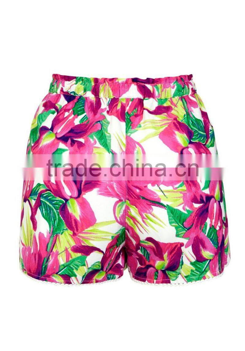 Wholesale 4 way stretch women tropical floral print board shorts beach shorts