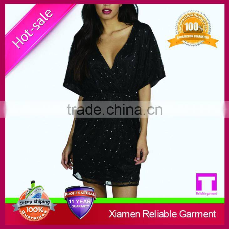 2015 Stylish new arrival good selling black lace evening dresses made in china