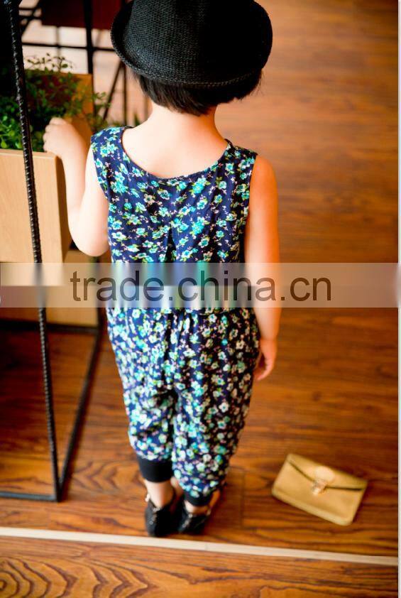 lovely sleeveless dress set chifon blouse set for baby girl printed flower jumpsuit