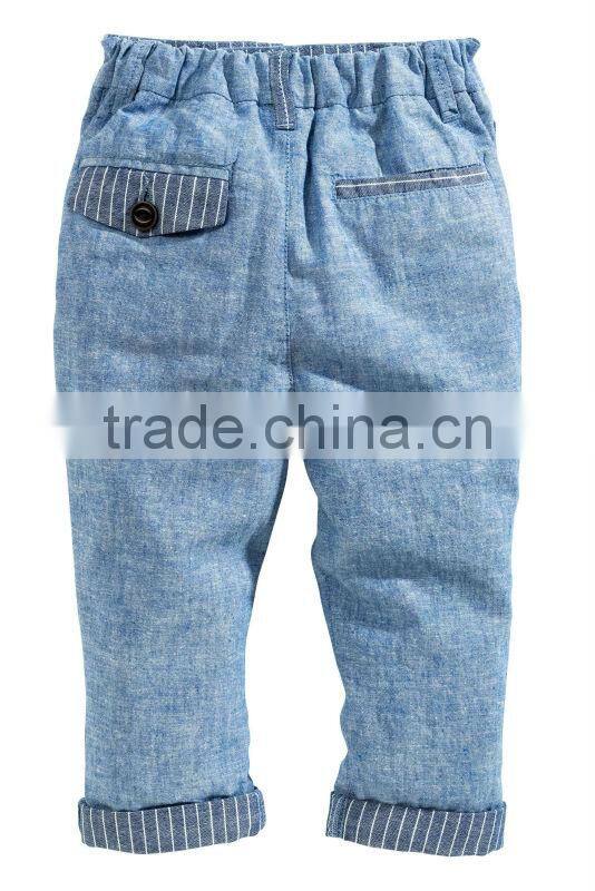 wholesale cheap fashion blue linen and cotton blend chino pants
