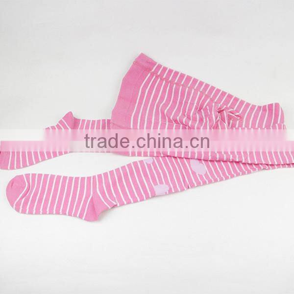 Pink Socks Long Tights Girl Strip Pink Socks