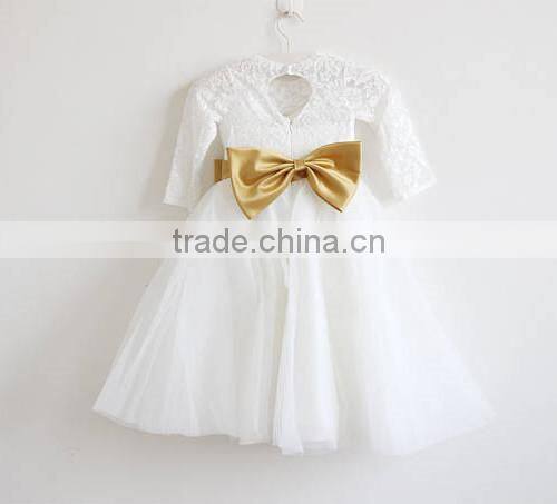Floor-Length Light Lvory Flower Girl Dress Tulle Lace Fabric Baby Party Dress Gown