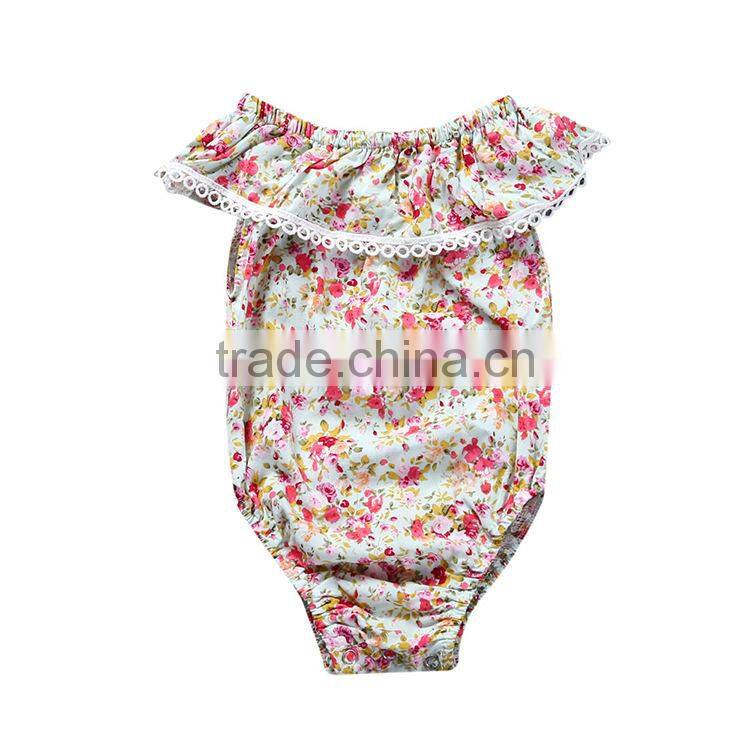 S17528A 2017 Baby Gilrs Rompers Vintage Floral Girl Jumpsuit