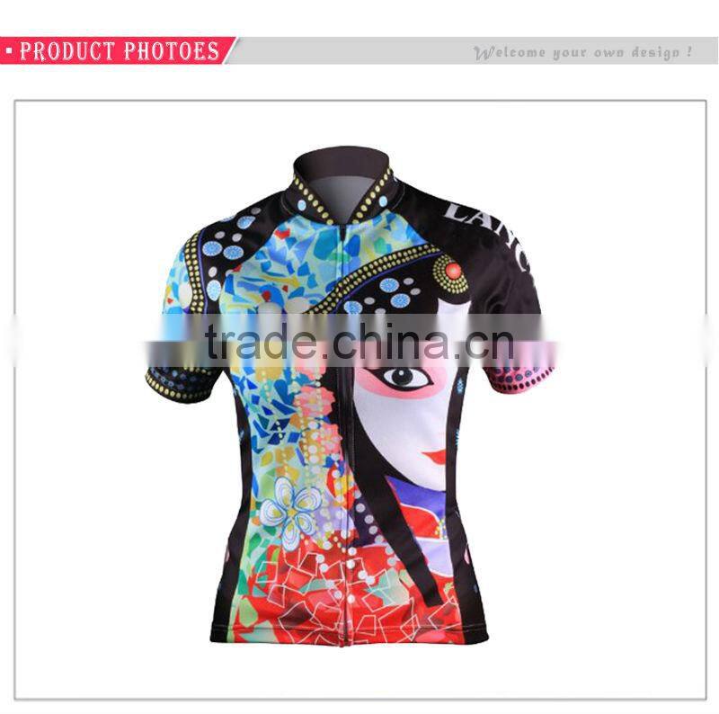 Ladies Sublimation Customize Cycling Wear with Chinese opera printing