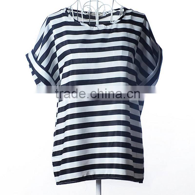 2017 new design ladies print chiffon style blouse