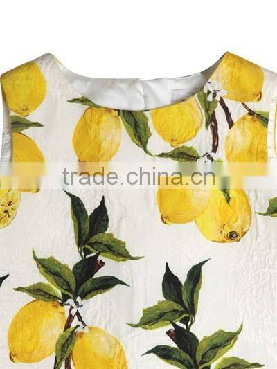 2017 latest design silk skirt children model print with fruits skirt