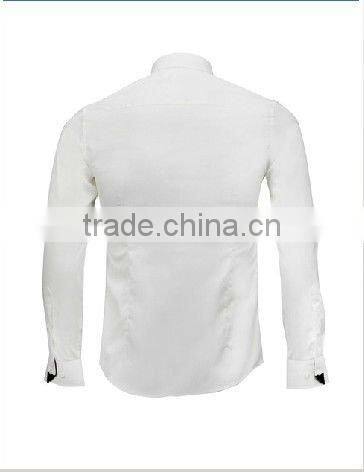 The latest 100% cotton slim fit black dress shirt for men with peaked collar