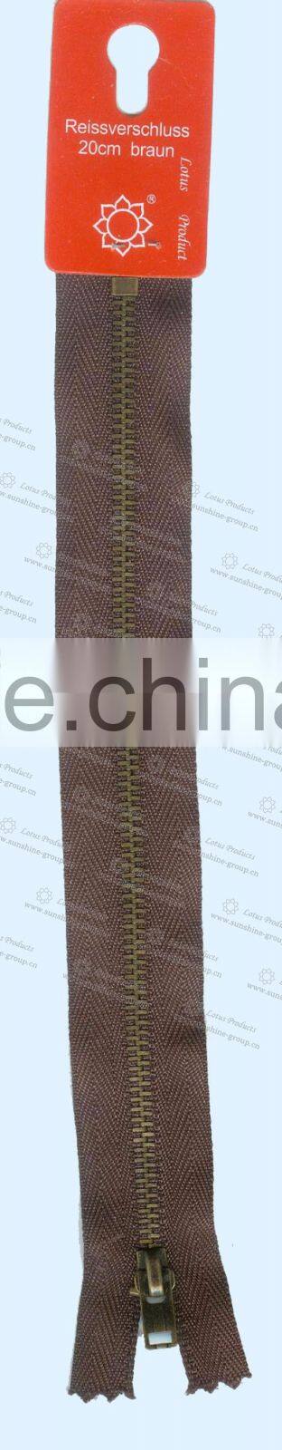 20cm Brown Metal Zipper High Quality Zipper