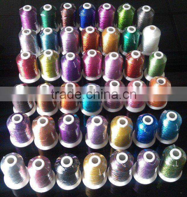 Simthread market popular metallic Embroidery Thread 40WT, 770yard MINI cones, 42 colors/kit