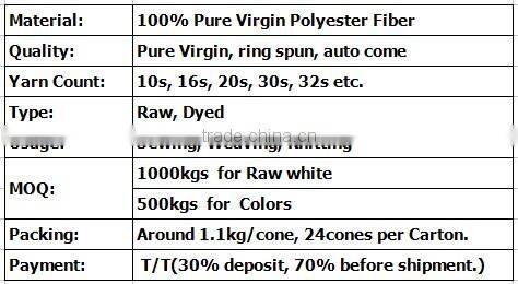 Yarn Factory for 100 Polyester Spun Yarn Dyed/Raw White with Good Quality and Price